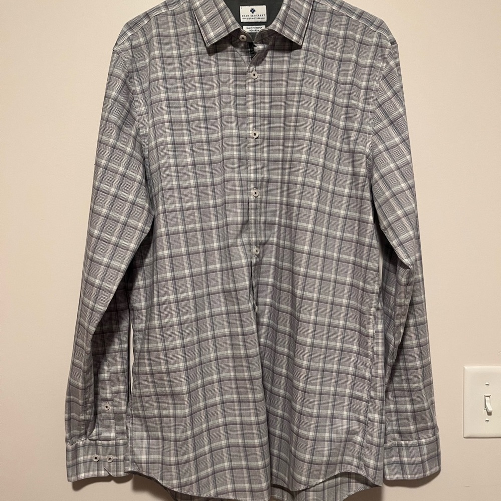 Ryan Seacrest Distinction Gray Checkered Shirt